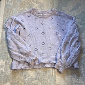 Madewell Purple Crew Neck Sweater with Perforated Design